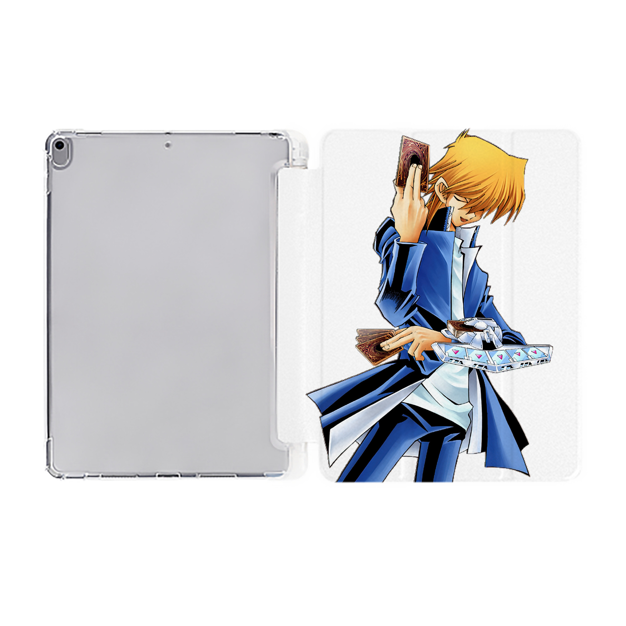 （画像用） 遊☆戯☆王 Yu-Gi-Oh! IPad ケース ペン収納付き 三つ折りスタンド PUレザー×シリコン 対応機種9.5/10.5/10.9インチ